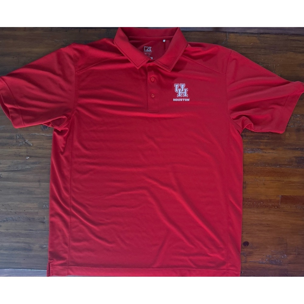 Cutter & Buck University of Houston UH Polo Shirt XXL CB DryTec Red NCAA‎